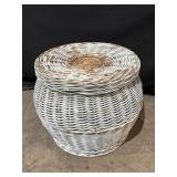 Light Blue Wicker Basket w/ Lid