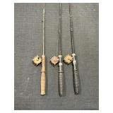 3 vtg Steel Fishing Rods