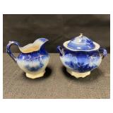 Flow Blue LaBelle Creamer & Suger Set