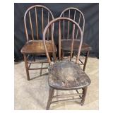 (3) Antique Wooden Chairs