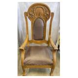 Vintage Carved Wooden Chair w/ Nailhead Detail