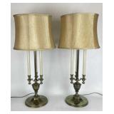 Pair of Vintage Metal Base Candlestick Lamps