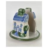 Vintage MA Hadley Blue Pottery Napkin Holder