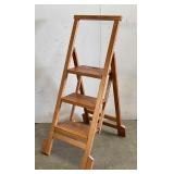 Folding Wooden 3 Step Ladder