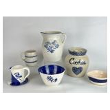 Assortment of Vintage Blue & White Pottery