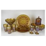 Assortment of Marigold Carnival Glass & More