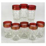 Tiffin Kings Crown Cranberry Thumbprint Tumblers