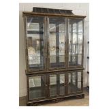 Lacquer Chinoiserie Lighted Pagoda Display Cabinet