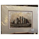 Bookshelf Stone Art signed matted print