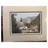 St Sebastian Church Bavaria signed matted print