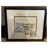 Old Busch Stadium print with ticket holder