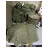 usmc sleeping bag, duffel, pouch, bucket