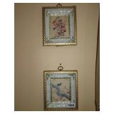 4 bird / flower prints in frames