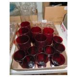 bxlt-red & clear glass bar glasses