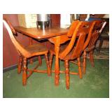 maple kitchen table, 4 chairs, extra leaf