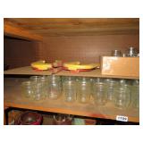 shelf horseshoes, mason jars