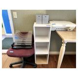 Group lot of office items including a shelf unit,