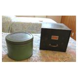 2pc. Lot includes a Round Metal Hat Box with