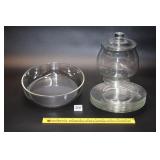 Group of Clear Glassware including a Cookie Jar,