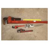 Group of Pipe Wrenches including a 36 Inch Heavy