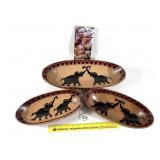 Hand Carved Wooden Elephant Nesting Oblong Bowls