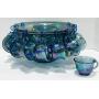 Indiana Blue Carnival Glass Grape Harvest Punch