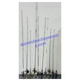 Lot of 10 Fishing Poles w/ Conventional Reels