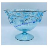 SCF Blue Glass Pedestal Compote Bowl with Silver