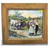 Pair Of Oxen Walking With Family 21ï¿½x19ï¿½