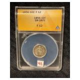 1856 SEATED DIME SMALL DATE ANACS F12