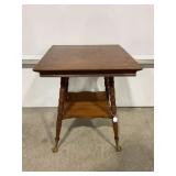 WALNUT BIBLE TABLE W/ CAST BALL & CLAW FEET 24" X