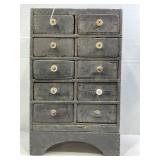 PRIMITIVE 10 DRAWER SPICE CABINET 17" T X 11" W X