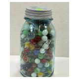 QUART CANNING GLASS JAR WITH MARBLES