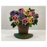 BASKET OF FLOWERS CAST IRON DOORSTOP 9" X 9"