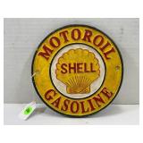 CAST IRON SHELL MOTOR OIL SIGN 8" ROUND