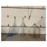 LOT OF 3 LARGE FISHING NETS & 2 RETRIEVING HOOKS