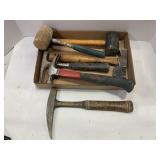 FLAT OF ASSORTED HAMMERS & MALLETS