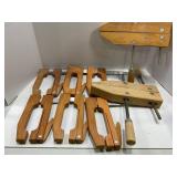 LOT OF 8 WOOD CLAMPS