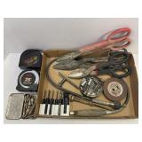 METAL SHEARS, NUT DRIVER BITS, TAPE MEASURES AND