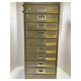 9 DRAWER METAL CABINET - 30" X 10" X 12"