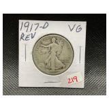 1917-D REV WALKING HALF DOLLAR