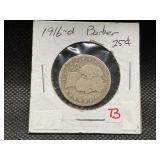 1916-D BARBER HEAD QUARTER