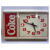 COCA-COLA ELECTRIC CLOCK - 21" X 13" - TESTED AND