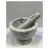 MARBLE MORTAR AND PESTLE