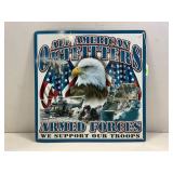 ALL AMERICAN OUTFITTERS ARMED FORCES METAL SIGN -