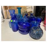 LARGE LOT OF COBALT BLUE GLASSWARE