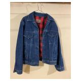 PLAIN POCKETS FLANEL LINED JEAN JACKET - SIZE