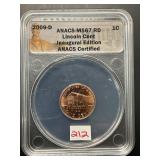 2009-D LINCOLN INAUGURAL EDITION CENT ANACS MS67RD