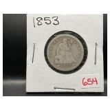 1853 LIBERTY SEATED QUARTER