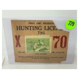 1957 OHIO HUNTING LICENSE TAG W/ US DEPT OF THE